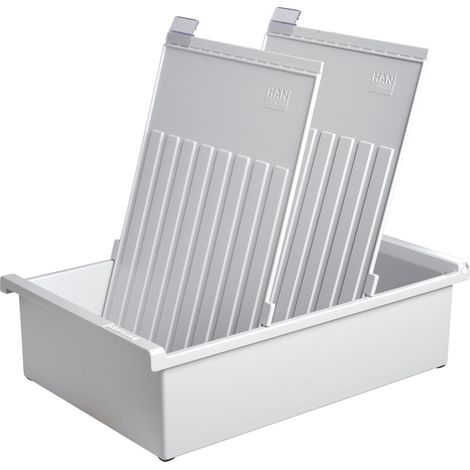 Han 954-0-1-11 - Schedario per circa 1.300 cartellini formato A4 verticale, in polistirolo, 228 x 96 x 347 mm, grigio chiaro (1/4)
