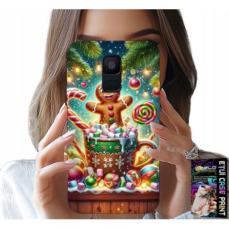 Custodia per Samsung A6 2018 - motivi natalizi di pan di zenzero + vetro (1/5)