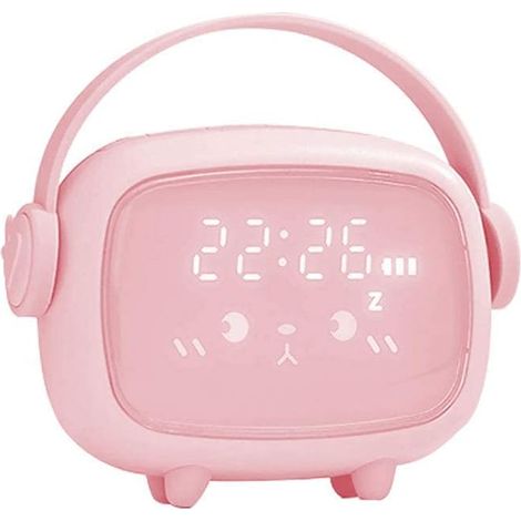 MINKUROW Sveglia Digitale Multifunzionale Sveglia A Led Sveglia Con Luce Notturna Ricaricabile Sveglia Con Ricarica Usb Orologio A Led Simpatici Allarmi Giornalieri Sul Comodino - Rosa (1/5)