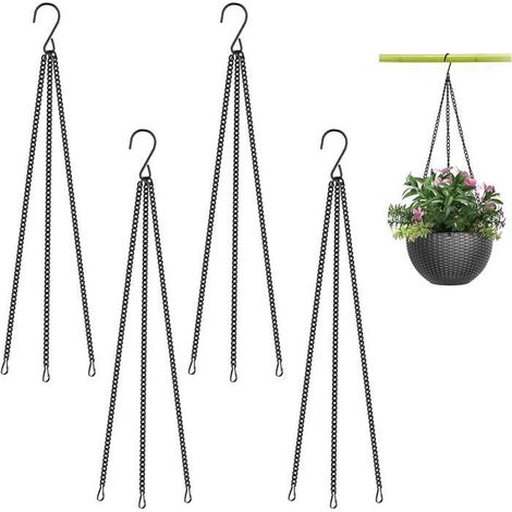 Chaîne Suspendue, 4 Pièces Chaînes Suspension Métal, Chaîne de Panier pour des Pots de Fleurs, des Cages à Oiseaux (Noir) (1/4)