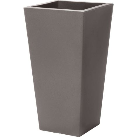 Step2 Tremont Pot De Fleur - Carré Et Grand - Cèdre Foncé - 38,1 X 38,1 X 71,1 Cm  Jardinière Balcon Léger Et Facile À Déplacer - Plastique Rotomoulé