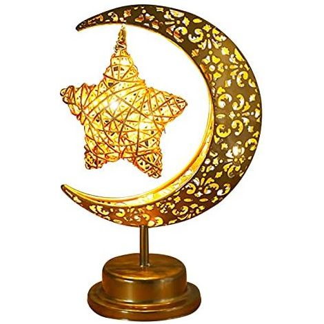 Luminaire décoratif LED Lune et étoiles, métal forgé, ensemble de pendentifs sphériques et bougies, idéal pour les fêtes et les salons (1/5)