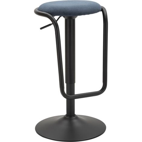 Sgabello bar Destiny Navy blu con struttura in ferro nero, altezza regolabile