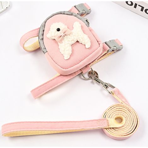 Filiyano – Sac à dos pour animaux avec laisse, laisse pour petit chien d'extérieur, laisse pour promener chat, harnais rose pour chien (1/3)