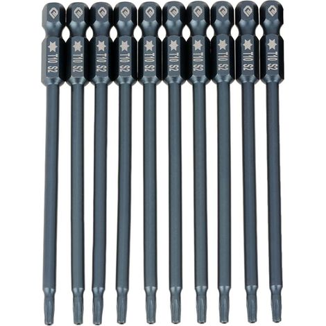 Zoternen Lot de 10 embouts de tournevis magnétiques T10 à tête étoile avec tige hexagonale de 100 mm 1/4" (1/4)