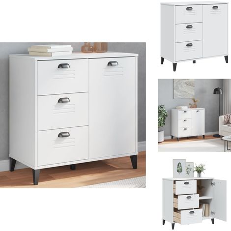Buffet VIKEN blanc 80x40x80 cm bois d'ingénierie - Buffet Industriel - Meuble Rangement - Buffet Blanc - Commode Moderne - Armoire Entrée (1/5)