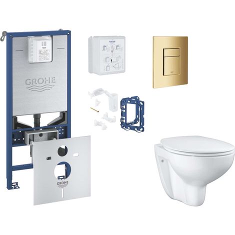 Grohe Rapid SLX - Set Vorwandelement, WC mit Softclose-Sitz, Betätigungsplatte Skate Cosmopolitan und Fresh Umrüstset, Cool Sunrise SANI11BB4142