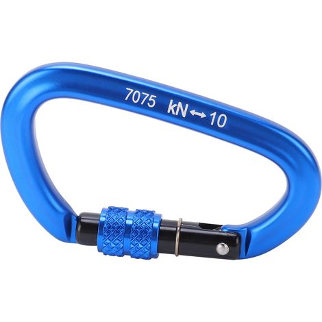 10KN Aluminiumlegierung Schraubkarabiner mit DR-Ring-Clip für Klettern und Wandern (Nr. 8 Schraubkarabiner, blau) (1/5)