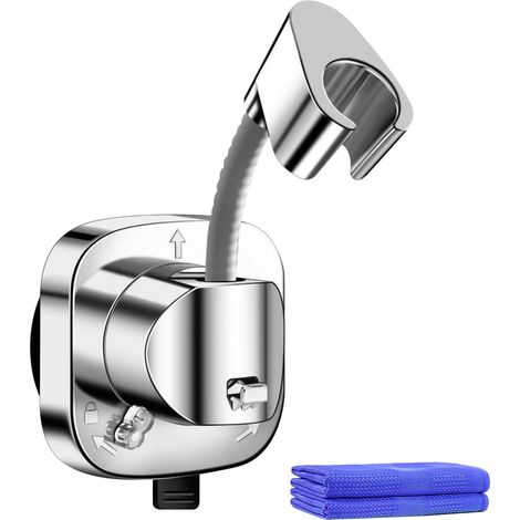 Supports de Pommeau de Douche Sans Percer, Réglable Support De Pommeau De Douche Rotatif À 120° avec Ventouse, Capacité De Charge 100 kg Support Douche Sans Percage pour Salle de Bain (1/5)