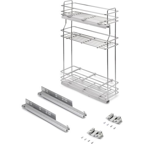 Emuca Portabottiglie estraibile SupraMax con chiusura soft, lato sinistro, 3 vassoi, unità 200 mm, Acciaio, Cromato lucido (1/5)