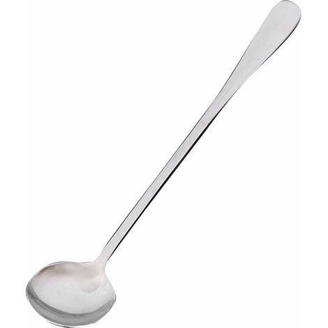 Cuillère ronde en acier inoxydable, pour le thé, les desserts, le sucre, pour remuer manche long pour le café et la cuisine. (1/5)