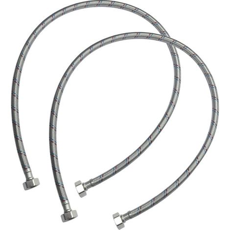 Lot de 2 , Tuyau de raccordement flexible ,1000mm , 1/2" Femelle/Femelle , robinet mitigeur sanitaire cuisine salle de bain plomberie (1/5)