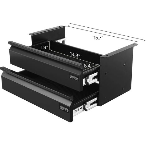 Cajón para debajo del escritorio, diseño deslizante, solución de almacenamiento compacta, 16 pulgadas. (1/2)