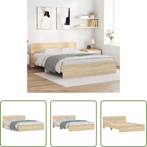 vidaXL Estructura de cama con cabecero roble Sonoma 150x200 cm (1/5)