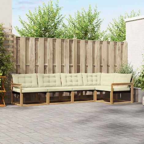 vidaXL Outdoor-Sofagarnitur mit Kissen 5 pcs Weiß und Creme (1/5)