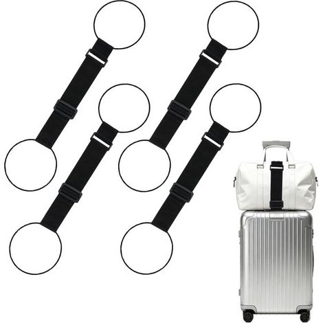 Lot de 4 sangles élastiques réglables pour bagages - Sangles de valise - Cordon élastique (1/5)