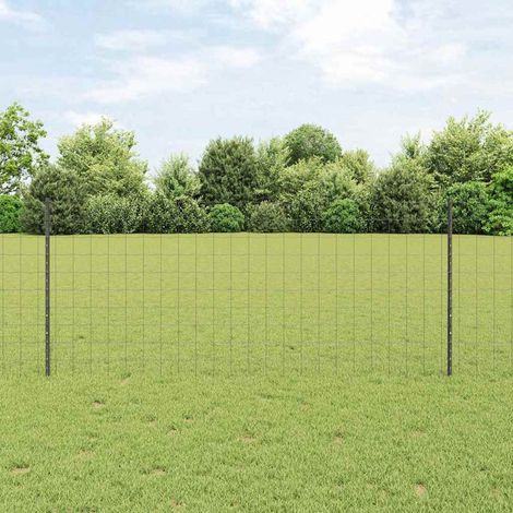 Euro Fence with Post 10 x 1 m PVC-Coated Steel Grey Mesh vidaXL (1/4)