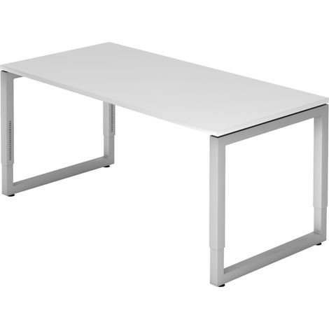 bümö Schreibtisch Serie-R Rechteck: 160 x 80 cm  Weiß Silber (1/5)