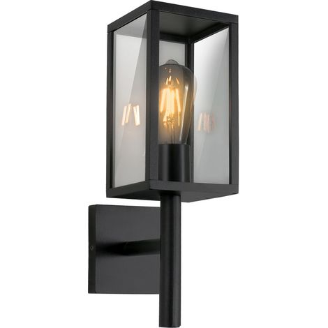 Applique murale extérieure noire verre E27 IP44 Hosta (1/3)