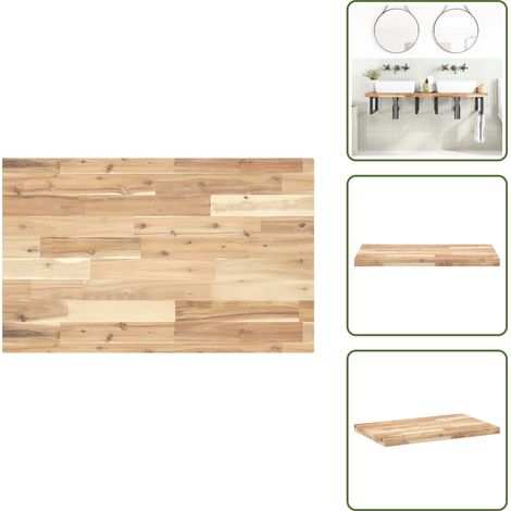 The Living Store Dessus de meuble de salle de bain non traité bois d'acacia - Dessus de table en bois (1/5)