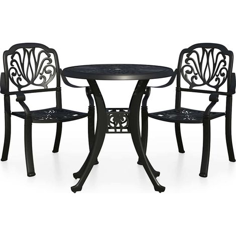 Maison Exclusive - 3-tlg. Bistro-Set Aluminiumguss Schwarz (1/5)