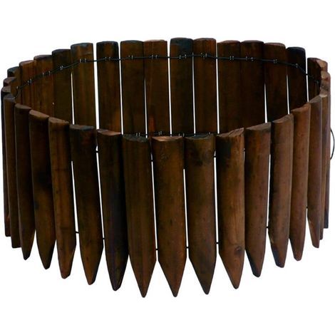 Wooden Garden Edging, Flexible Fence for Garden, Lawn, Landscape, Decorative Planting Border, 118 cm x 20 cm (1/5)