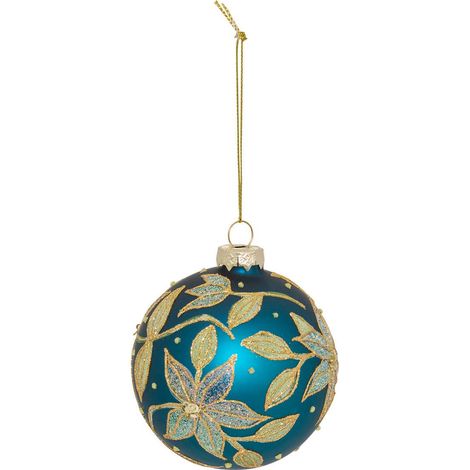 Palla di fiori in vetro d.8cm blu - Atmosphera créateur d'intérieur