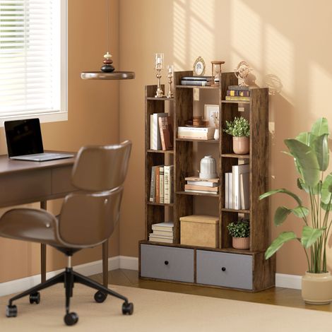 12-Tier Brown Storage Unit with Drawers for Organized Living and ...