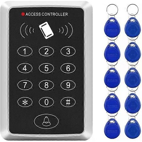 Clavier de contrôle d'accès RFID 125 kHz, lecteur de cartes EM, système de contrôle d'accès, ouvre-porte de porte, porte-clés F007-10 (1/5)