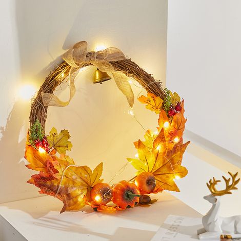 40CM Halloween Autumn LED Light Pumkin Maple Leaves Garland (1/5)