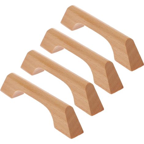 Lot de 4 Poignées de Meuble en Bois de Hêtre, Design Moderne et Élégant, Installation Stable Trous Espacés de 96 Mm, Adaptées aux Meubles et Commodes Anciennes (1/5)
