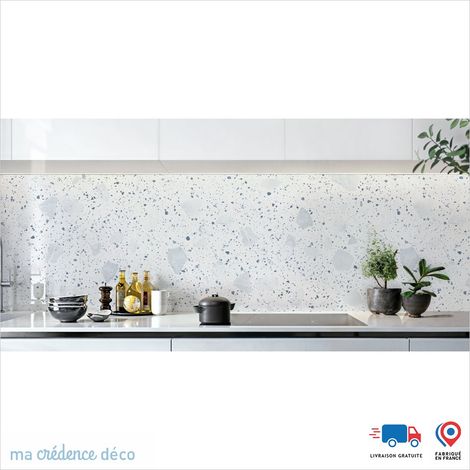 Crédence : Terrazzo brut - Couleur Bleu pastel - Alu composite - 60 - 120 (1/3)