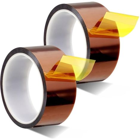 2-Pack High-Temperature Adhesive Tape 50mm x 33m, Gold Kapton Tape, Heat-Resistant Polyimide Tapes for Sublimation Printing, Soldering, Masking, and Insulating Printed Circuit Boards (1/5)
