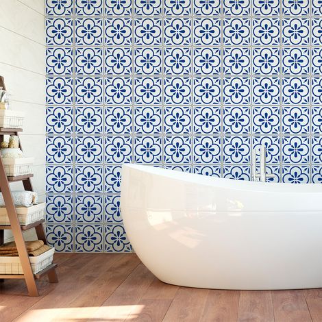Sticker Mural Carrelage adhésif Cuisine Salle de Bain - 60 STICKERS CARRELAGES AZULEJOS EEVA - 60stickers15x15cm (1/5)
