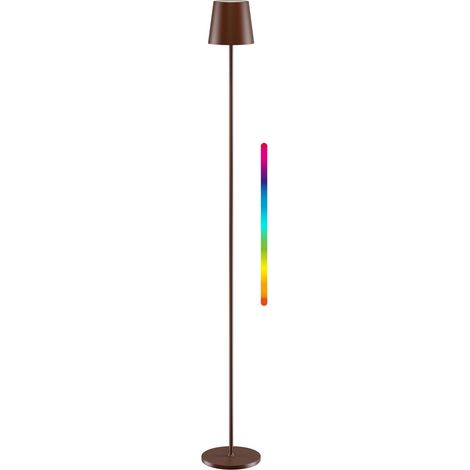 Lámpara de pie led inalámbrica, tamaño xl, 122 cm, rgbw, color cobre, con control táctil, 5 w, 220 lm, numerosos colores de luz rgb, blanco cálido (3000 k), ip44, regulable de forma continua. (1/5)