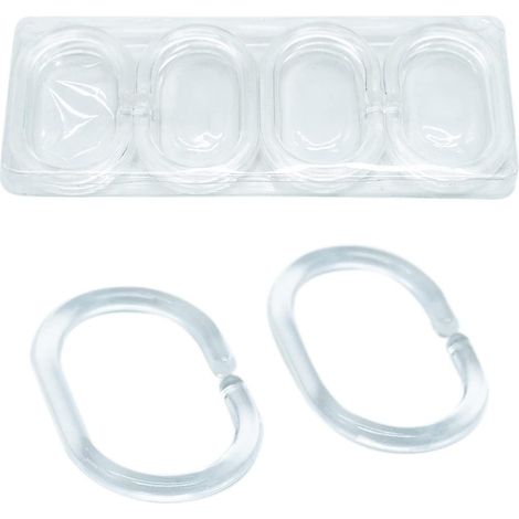 12pcs Transparent Anneaux De Rideau De Douche En Plastique En Forme De C Crochets De Rideau Pour Rideau De Porte, Rideau De Fentre (1/5)