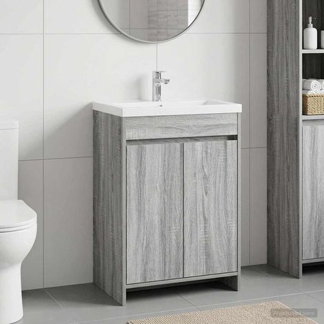 vidaXL Meuble sous lavabo de salle de bain Sonoma gris (1/5)