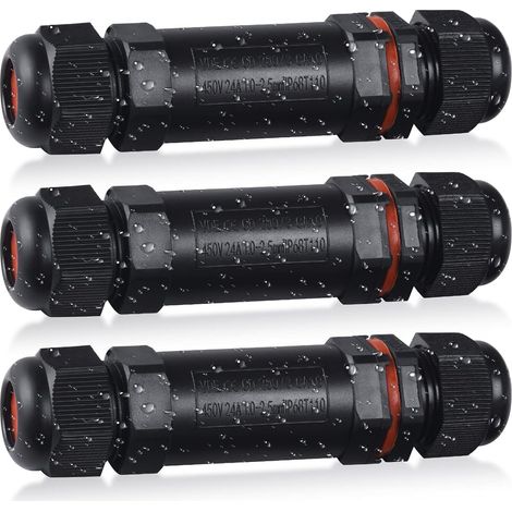Boîte de Jonction, 3PCS Boite de Derivation Connecteur Électrique Éxterieur Étanche IP68 Câble à 2 Voies, Câblage Extérieur et Réparation ou Extension de Câble pour Câble de Ø 1-3 mm (1/5)