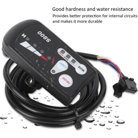 Compteur LED pour batterie lithium vélo électrique S800 - Écran horizontal noir et blanc 36V