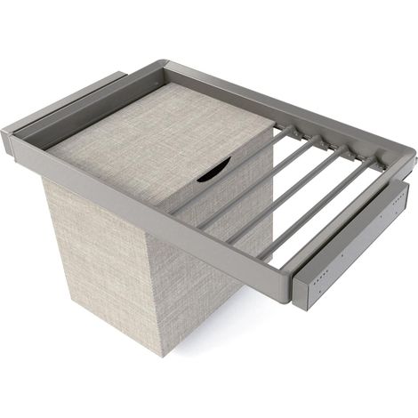 Kit de porte-pantalon à 7 tringles, panier et rack ajustable pour armoires, glissières extension totale et à fermeture douce, Module 80cm, Finition Titane (1/5)