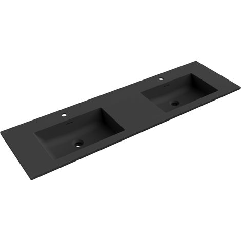 Mexen Otis lavabo encastré double 161 x 46,5 cm, noir mat - 25181671D (1/3)
