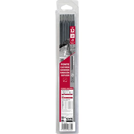 GYS – Electrodes enrobées 83349 – Lot de 9 pièces – Ø3,2mm – Soudage fontes et alliages – Résistance à la fissuration