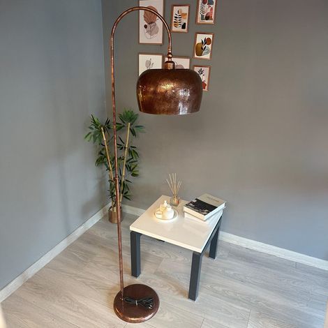 Lampadaire Rinel Métal Moderne E27 Largeur 37 cm Abat-jour Réglable Tablette Variateur (1/5)