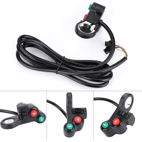 Interrupteur multifonction 3 en 1 pour moto, scooter et vélo électrique - Commande phare, klaxon, clignotant