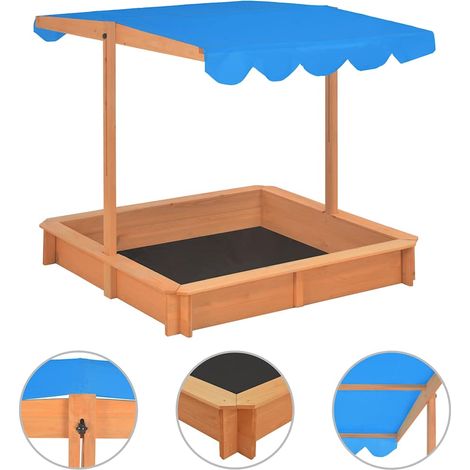 vidaXL Bac à sable avec toit réglable Bois de sapin 115x115x115 cm (1/5)