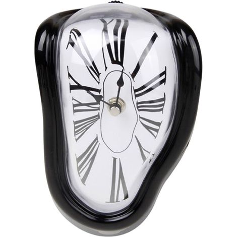 Horloge décorative d'angle Creative Home Seat Twisted Clock, horloge fondante, horloge numérique romaine, horloge murale rétro, horloge Time and Space. (1/5)