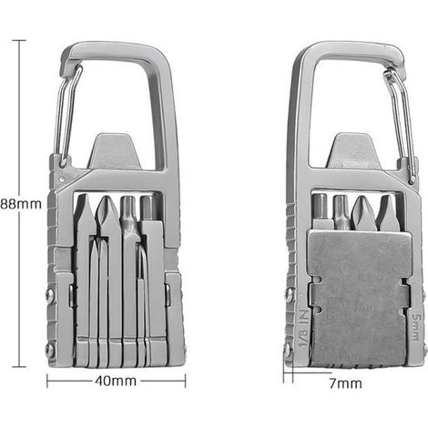 Outil multifonction de poche avec anneau porte-clés, jeu de tournevis, tournevis multifonction, décapsuleur pliable pour le camping et autres usages (1/5)