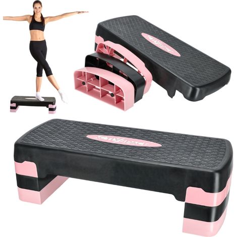 Stepper für Aerobic-Fitnessübungen, 3 Stufen – modular – pink