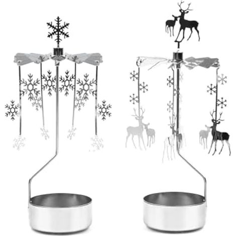 Porte-bougies rotatif, décoration de bougies flottantes en forme de neige et de cerf pour Halloween, Noël, anniversaire, mariage, 2 pièces (1/5)