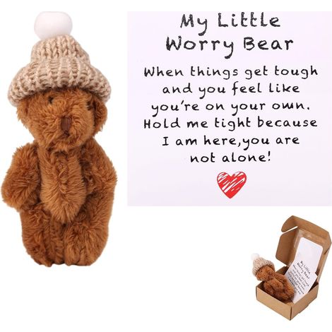 Ours en peluche – Livré avec une carte d'encouragement un cadeau attentionné pour la famille, les amis et les collègues (version marron). (1/5)